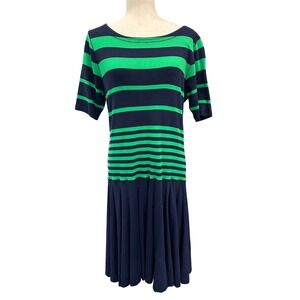 Lauren Ralph Lauren Striped Rugby Knit Dress Green Navy XL Collegiate Preppy Y2K